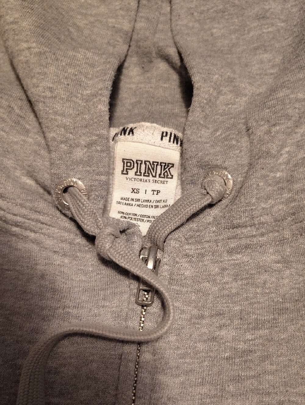 PINK Victoria's Secret Gray Zip-Up Hoodie with Dog Logo - Picture 2 of 4